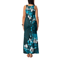 Fiji Masi Family Matching Tank Maxi Dress and Hawaiian Shirt Fijian Hibiscus Tapa Sky Blue Version LT01 - Polynesian Pride