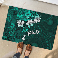 Fiji Masi Rubber Doormat Fijian Hibiscus Tapa Turquoise Version LT01 - Polynesian Pride