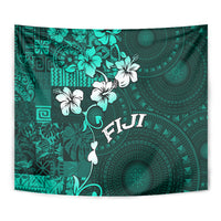 Fiji Masi Tapestry Fijian Hibiscus Tapa Turquoise Version LT01 - Polynesian Pride