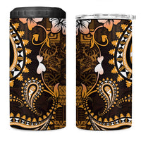 Fiji Masi Paisley With Hibiscus Tapa 4 in 1 Can Cooler Tumbler Gold Version