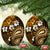 Fiji Masi Paisley With Hibiscus Tapa Ceramic Ornament Gold Version LT01 Oval Gold - Polynesian Pride