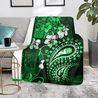 Fiji Masi Paisley With Hibiscus Tapa Blanket Green Version LT01 - Polynesian Pride