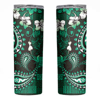 Fiji Masi Paisley With Hibiscus Tapa Skinny Tumbler Green Version