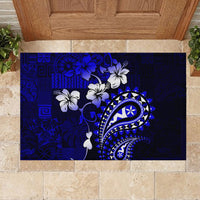 Fiji Masi Paisley With Hibiscus Tapa Rubber Doormat Navy Blue Version LT01 - Polynesian Pride