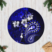 Fiji Masi Paisley With Hibiscus Tapa Tree Skirt Navy Blue Version LT01 Casual Tree Skirts Blue - Polynesian Pride
