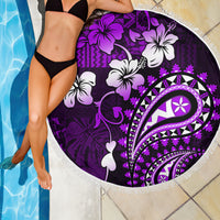 Fiji Masi Paisley Beach Blanket Fijian Hibiscus Tapa Purple Version LT01 - Polynesian Pride