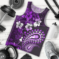 Fiji Masi Paisley Men Tank Top Fijian Hibiscus Tapa Purple Version LT01 - Polynesian Pride