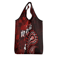 Fiji Masi Paisley Grocery Bag Fijian Hibiscus Tapa Red Version