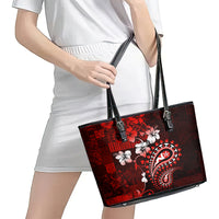 Fiji Masi Paisley Leather Tote Bag Fijian Hibiscus Tapa Red Version LT01 - Polynesian Pride