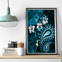 Fiji Masi Paisley Canvas Wall Art Fijian Hibiscus Tapa Sky Blue Version LT01 - Polynesian Pride