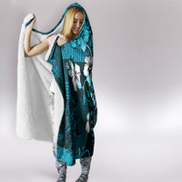Fiji Masi Paisley Hooded Blanket Fijian Hibiscus Tapa Sky Blue Version LT01 - Polynesian Pride