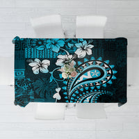 Fiji Masi Paisley Tablecloth Fijian Hibiscus Tapa Sky Blue Version LT01 Blue - Polynesian Pride
