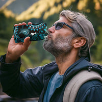 Fiji Masi Paisley 4 in 1 Can Cooler Tumbler Fijian Hibiscus Tapa Turquoise Version