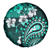 Fiji Masi Paisley Spare Tire Cover Fijian Hibiscus Tapa Turquoise Version LT01 - Polynesian Pride