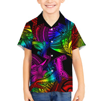 LGBT History Month Family Matching Short Sleeve Bodycon Dress and Hawaiian Shirt Polynesian Hammerhead Shark LT01 Son's Shirt Rainbow - Polynesian Pride