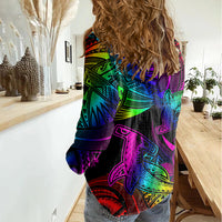 LGBT History Month Women Casual Shirt Polynesian Hammerhead Shark LT01 - Polynesian Pride