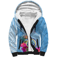 Micronesia Culture Day Sherpa Hoodie Tribal Pattern Tropical Style LT01 Unisex Blue - Polynesian Pride