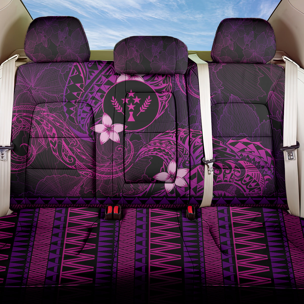 FSM Kosrae State Back Car Seat Cover Tribal Pattern Pink Version LT01 One Size Pink - Polynesian Pride