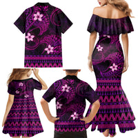 FSM Kosrae State Family Matching Mermaid Dress and Hawaiian Shirt Tribal Pattern Pink Version LT01 - Polynesian Pride