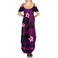 FSM Kosrae State Summer Maxi Dress Tribal Pattern Pink Version LT01 - Polynesian Pride
