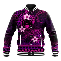 FSM Pohnpei State Baseball Jacket Tribal Pattern Pink Version LT01 Unisex Pink - Polynesian Pride