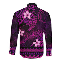 FSM Pohnpei State Long Sleeve Button Shirt Tribal Pattern Pink Version LT01 - Polynesian Pride