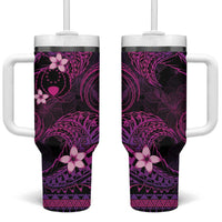 FSM Pohnpei State Tumbler With Handle Tribal Pattern Pink Version
