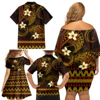 FSM Culture Day Family Matching Off Shoulder Short Dress and Hawaiian Shirt Tribal Pattern Gold Version LT01 - Polynesian Pride