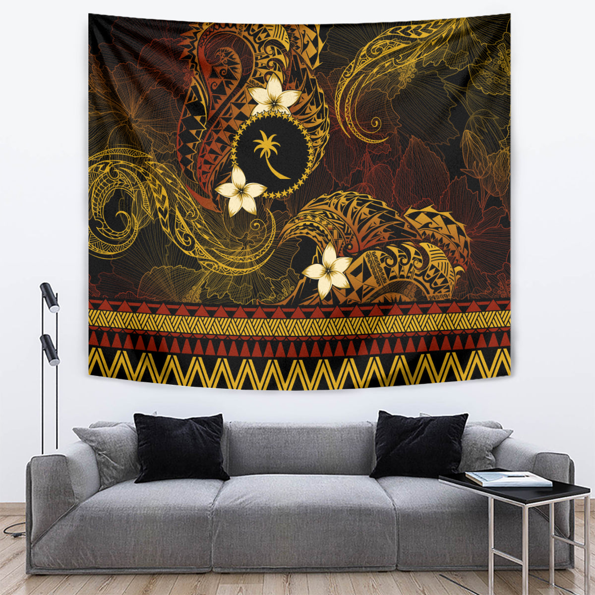 FSM Chuuk State Tapestry Tribal Pattern Gold Version LT01 Gold - Polynesian Pride