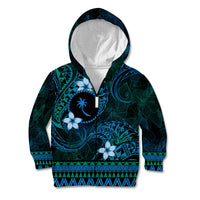FSM Chuuk State Kid Hoodie Tribal Pattern Ocean Version LT01 Zip Hoodie Blue - Polynesian Pride