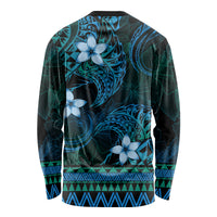 FSM Chuuk State Long Sleeve Shirt Tribal Pattern Ocean Version LT01 - Polynesian Pride