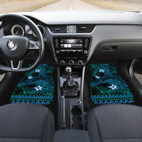 FSM Kosrae State Car Mats Tribal Pattern Ocean Version LT01 Set 2pcs - Front Blue - Polynesian Pride