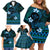FSM Kosrae State Family Matching Off Shoulder Short Dress and Hawaiian Shirt Tribal Pattern Ocean Version LT01 - Polynesian Pride