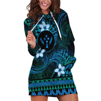 FSM Kosrae State Hoodie Dress Tribal Pattern Ocean Version LT01 Blue - Polynesian Pride