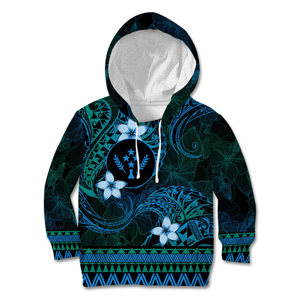 FSM Kosrae State Kid Hoodie Tribal Pattern Ocean Version LT01 Hoodie Blue - Polynesian Pride