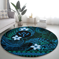 FSM Kosrae State Round Carpet Tribal Pattern Ocean Version