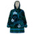 FSM Kosrae State Wearable Blanket Hoodie Tribal Pattern Ocean Version LT01 One Size Blue - Polynesian Pride