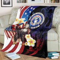 Northern Mariana Islands 4th of July Blanket Plumeria USA Eagle
