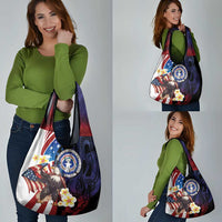 Northern Mariana Islands 4th of July Grocery Bag Plumeria USA Eagle
