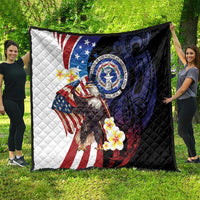 Northern Mariana Islands 4th of July Quilt Plumeria USA Eagle