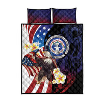 Northern Mariana Islands 4th of July Quilt Bed Set Plumeria USA Eagle