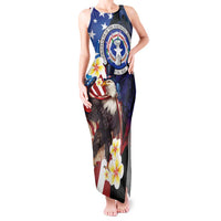 Personalized Northern Mariana Islands 4th of July Tank Maxi Dress Plumeria USA Eagle