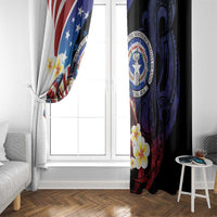 Northern Mariana Islands 4th of July Window Curtain Plumeria USA Eagle