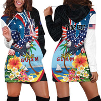 Personalized Guam Fourth of July Hoodie Dress Tropical Flowers