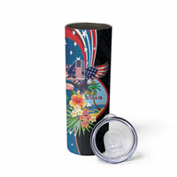 Personalized Guam Fourth of July Skinny Tumbler Tropical Flowers