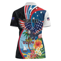 Personalized Guam Fourth of July Women Polo Shirt Tropical Flowers