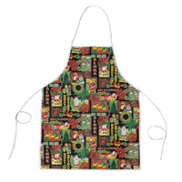 Hawaiian Santa Christmas Pattern Apron Black Version - Polynesian Pride