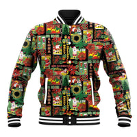 Hawaiian Santa Christmas Pattern Baseball Jacket Black Version - Polynesian Pride