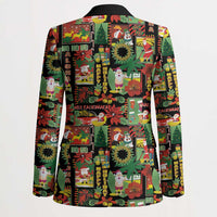 Hawaiian Santa Christmas Pattern Blazer Black Version - Polynesian Pride