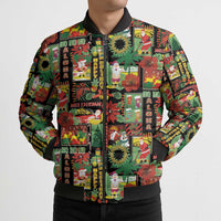 Hawaiian Santa Christmas Pattern Bomber Puffer Jacket Black Version - Polynesian Pride